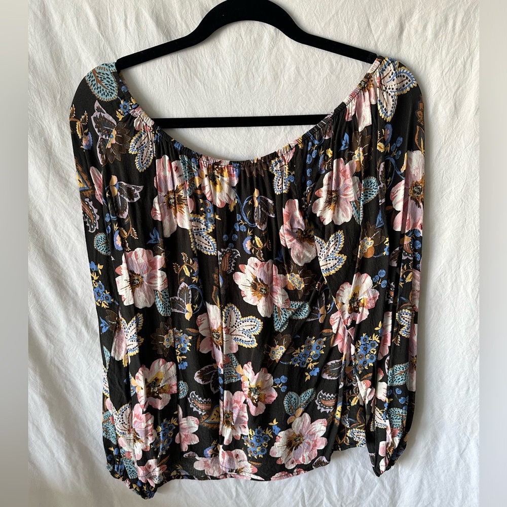 Black floral off the shoulder top